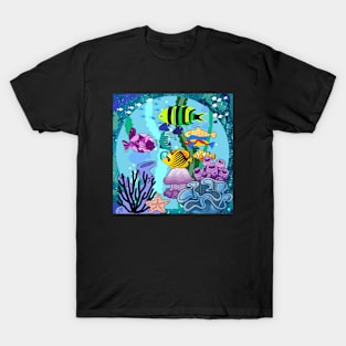 The Story of the Sea,tropical fish, coral reefs, seaweed T-Shirt